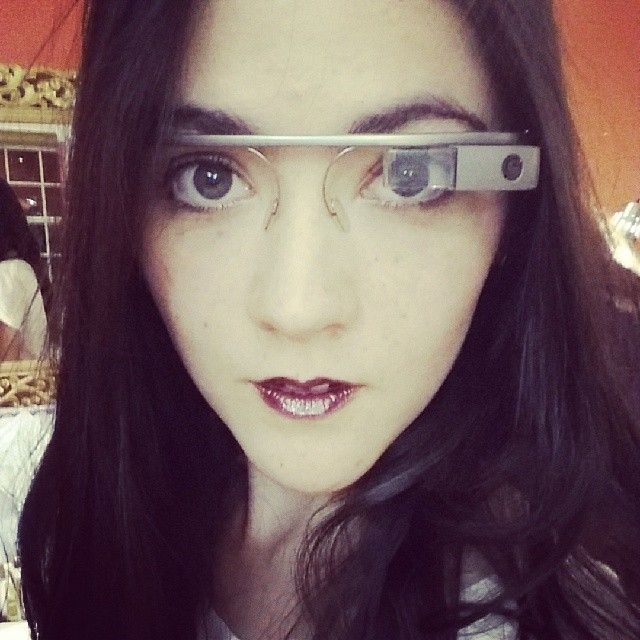 Isabelle Fuhrman at Authentic Beauty Salon & Studio trying on Google Glass. 