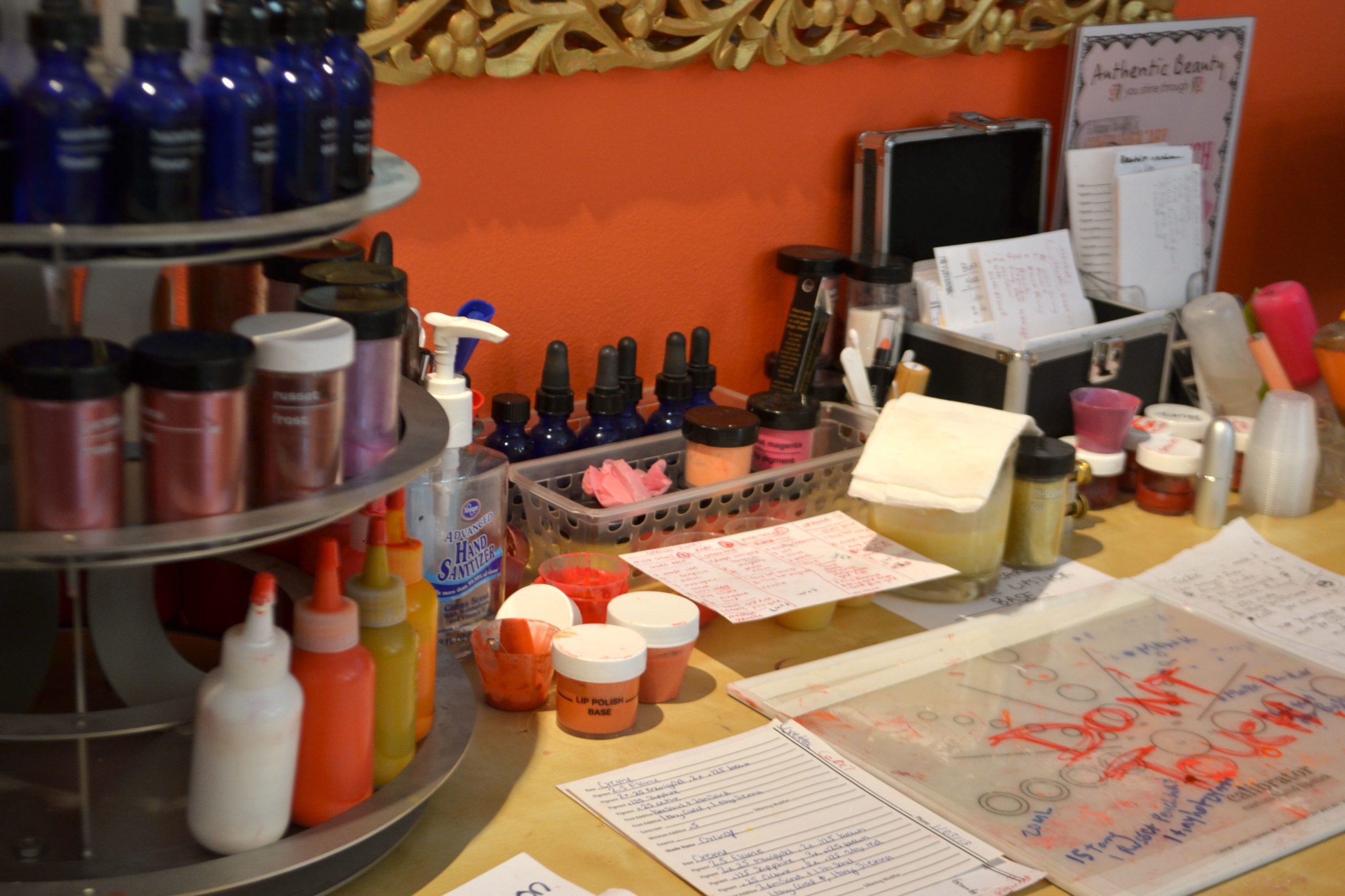 Authentic Beauty makes custom lipsticks and lip glosses for you right at the studio. 