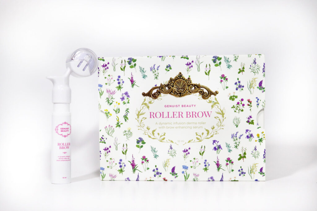 Genuist Beauty's Roller Brow, a dynamic infusion brow derma roller with brow-enhancing serum